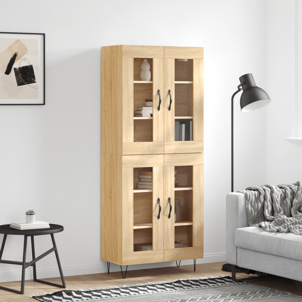 vidaXL Highboard Sonoma Oak 69,5x34x180 cm Engineered Wood