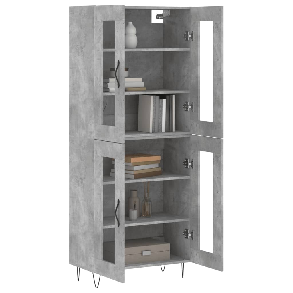 vidaXL Highboard Concrete Grey 69,5x34x180 cm Engineered Wood