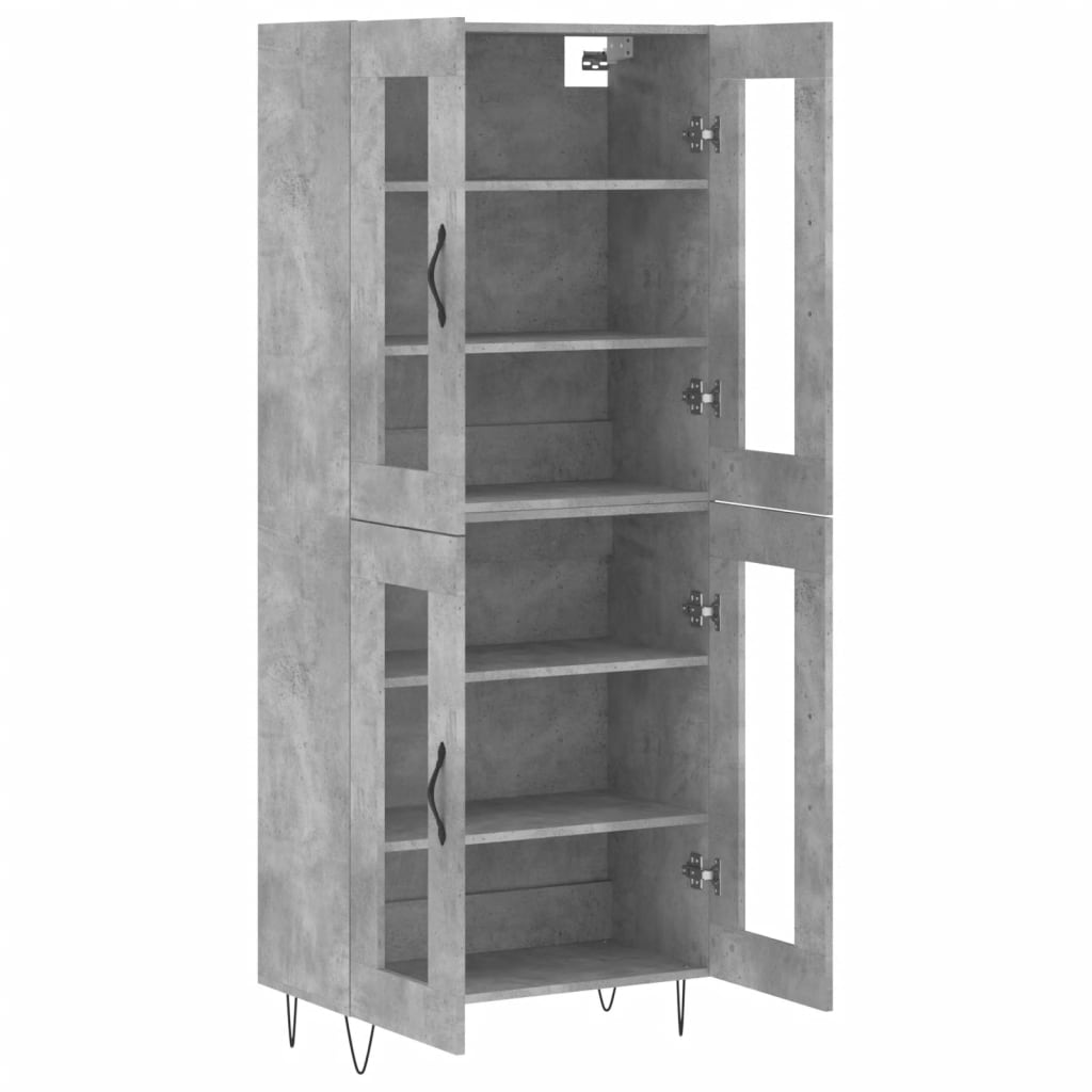 vidaXL Highboard Concrete Grey 69.5x34x180 cm Engineered Wood