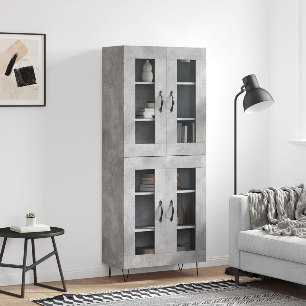 vidaXL Highboard Concrete Grey 69,5x34x180 cm Engineered Wood