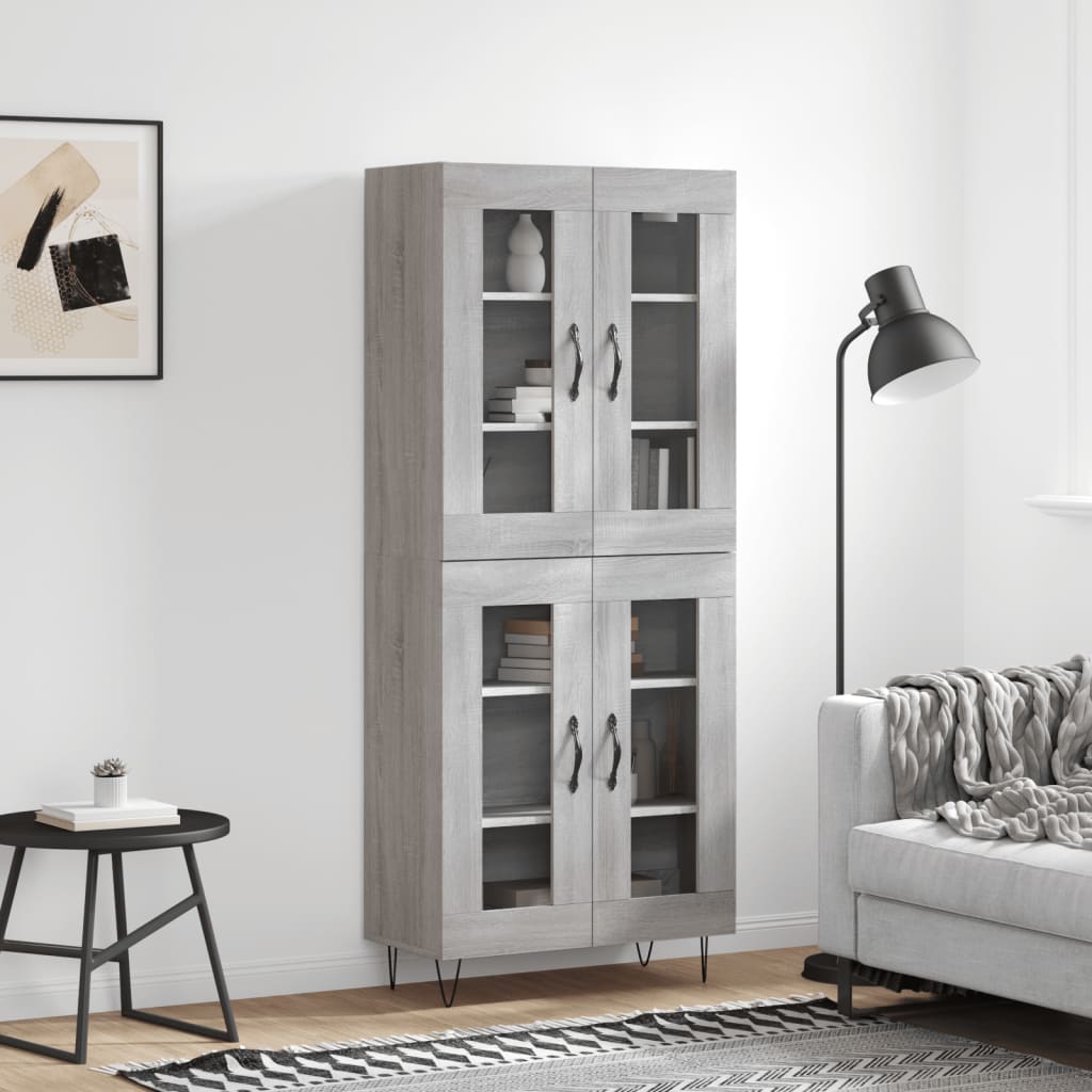 vidaXL Highboard Grey Sonoma 69,5x34x180 cm Engineered Wood