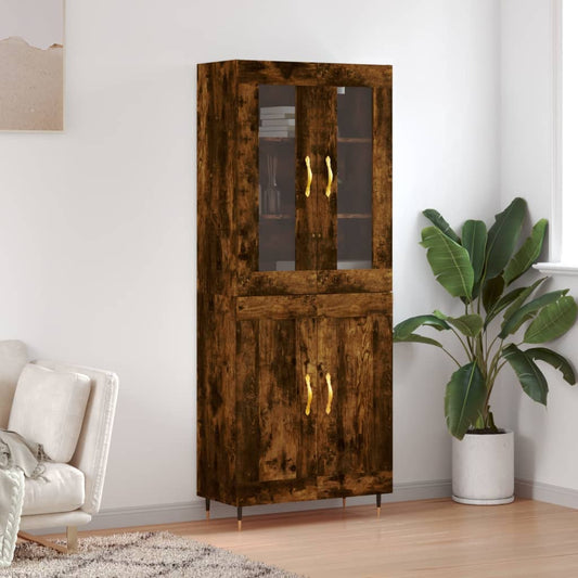 vidaXL Highboard Smoked Oak 69.5x34x180 cm Engineered Wood