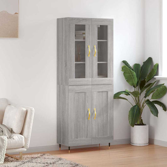 vidaXL Highboard Grey Sonoma 69.5x34x180 cm Engineered Wood