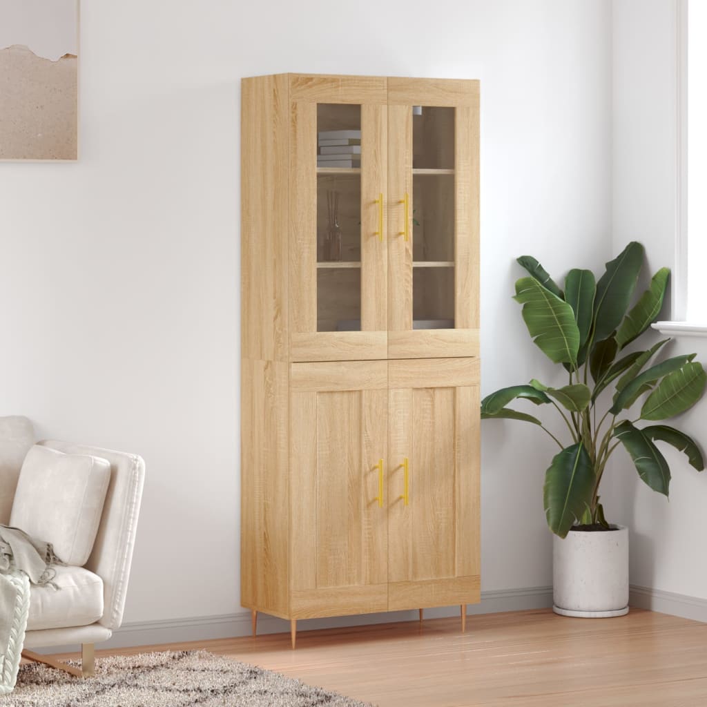 vidaXL Highboard Sonoma Oak 69.5x34x180 cm Engineered Wood