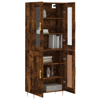 vidaXL Highboard Smoked Oak 69,5x34x180 cm Engineered Wood