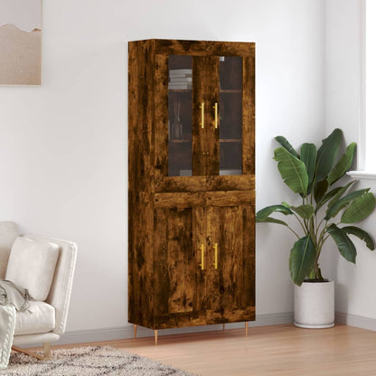 vidaXL Highboard Smoked Oak 69,5x34x180 cm Engineered Wood