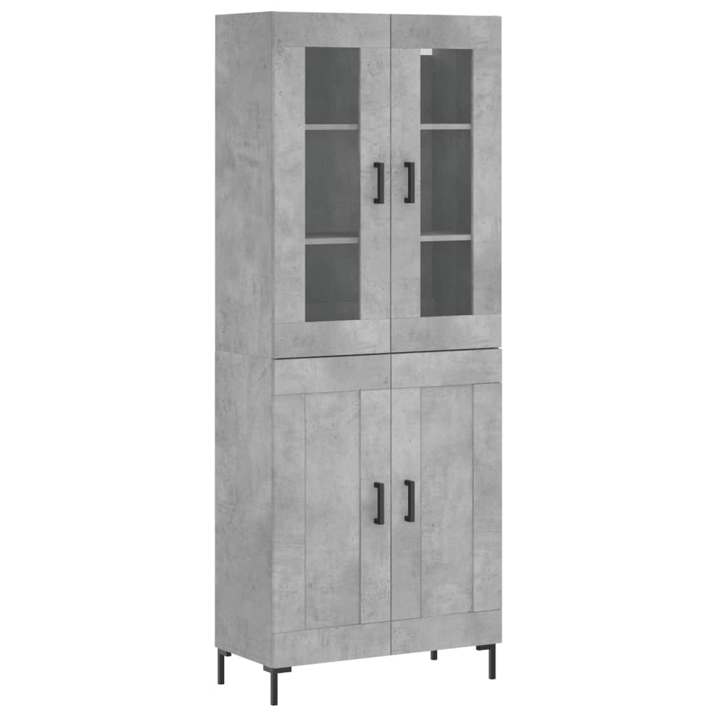 vidaXL Highboard Concrete Grey 69,5x34x180 cm Engineered Wood
