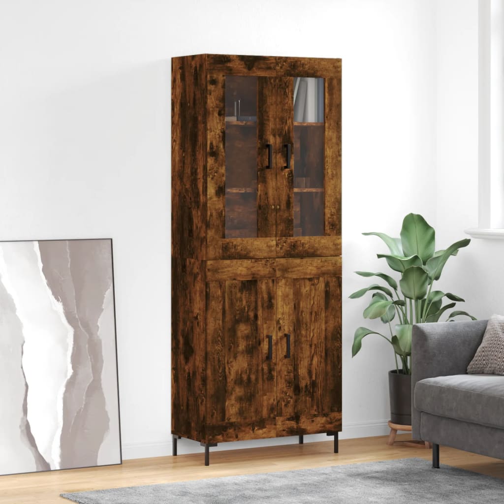 vidaXL Highboard Smoked Oak 69,5x34x180 cm Engineered Wood