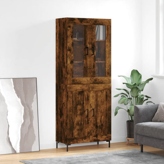 vidaXL Highboard Smoked Oak 69,5x34x180 cm Engineered Wood