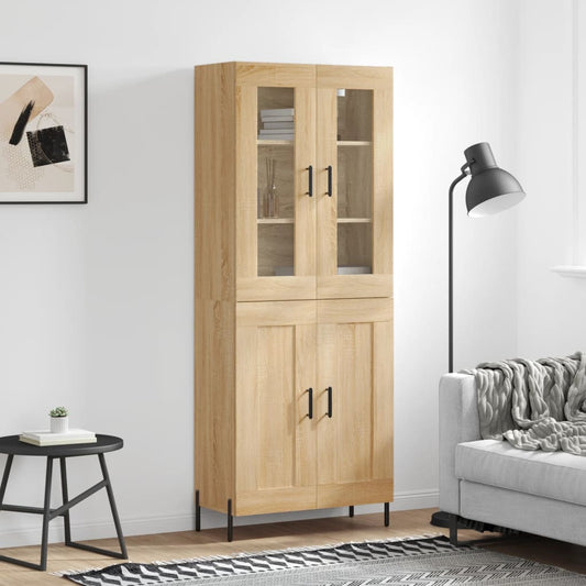 vidaXL Highboard Sonoma Oak 69.5x34x180 cm Engineered Wood