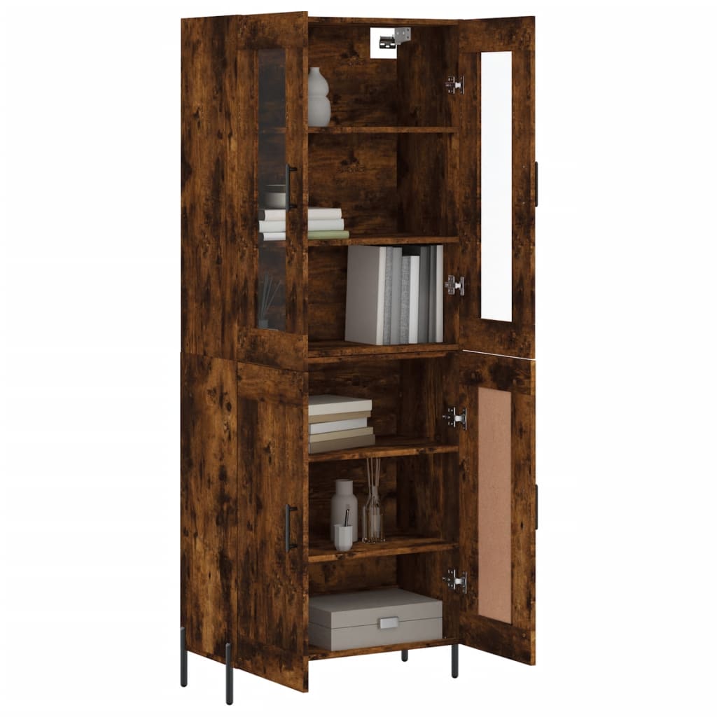 vidaXL Highboard Smoked Oak 69.5x34x180 cm Engineered Wood