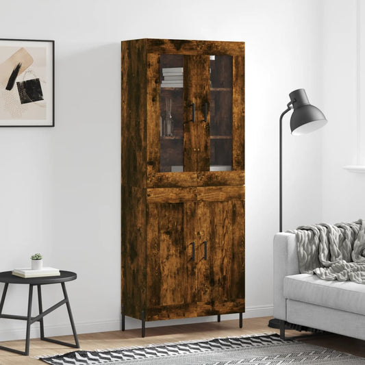 vidaXL Highboard Smoked Oak 69.5x34x180 cm Engineered Wood
