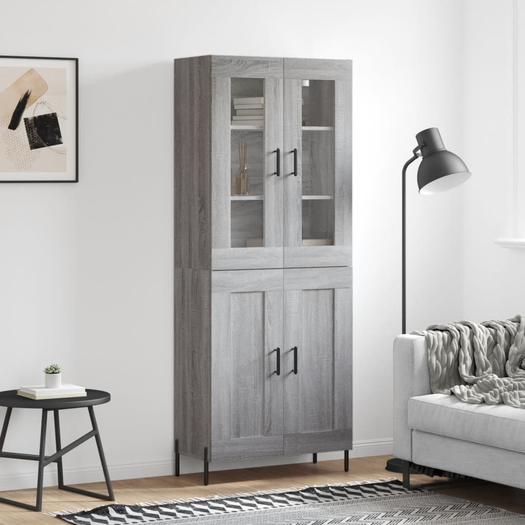 vidaXL Highboard Grey Sonoma 69,5x34x180 cm Engineered Wood