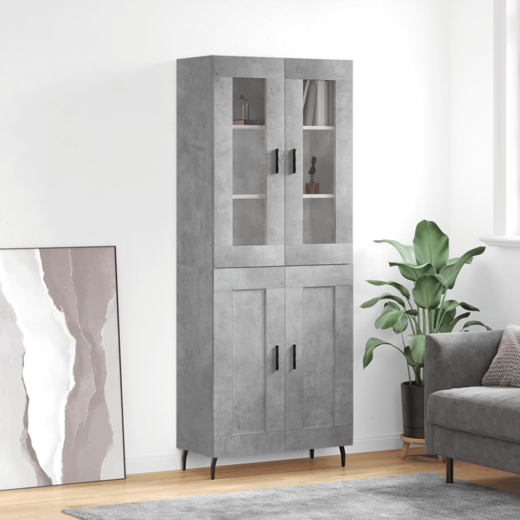 vidaXL Highboard Concrete Grey 69,5x34x180 cm Engineered Wood