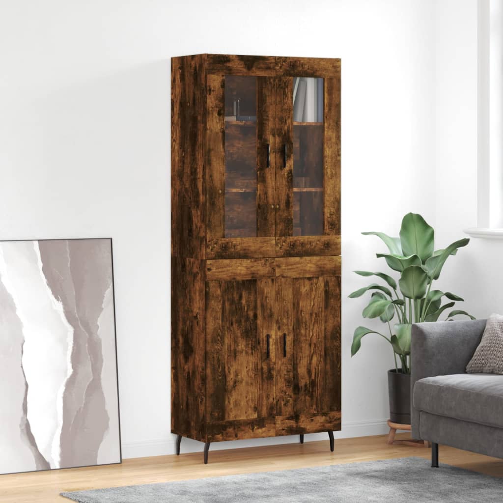 vidaXL Highboard Smoked Oak 69.5x34x180 cm Engineered Wood