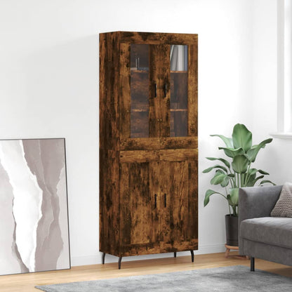 vidaXL Highboard Smoked Oak 69.5x34x180 cm Engineered Wood