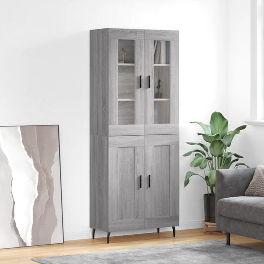 vidaXL Highboard Grey Sonoma 69,5x34x180 cm Engineered Wood