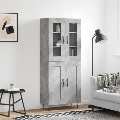 vidaXL Highboard Concrete Grey 69,5x34x180 cm Engineered Wood