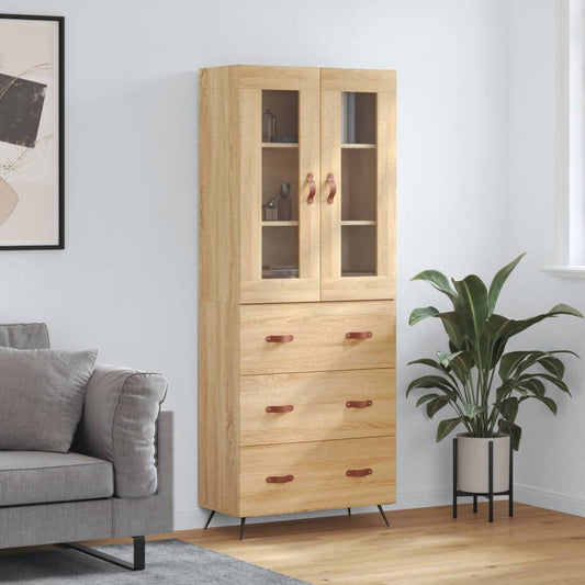 vidaXL Highboard Sonoma Oak 69.5x34x180 cm Engineered Wood