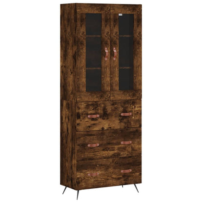 vidaXL Highboard Smoked Oak 69.5x34x180 cm Engineered Wood