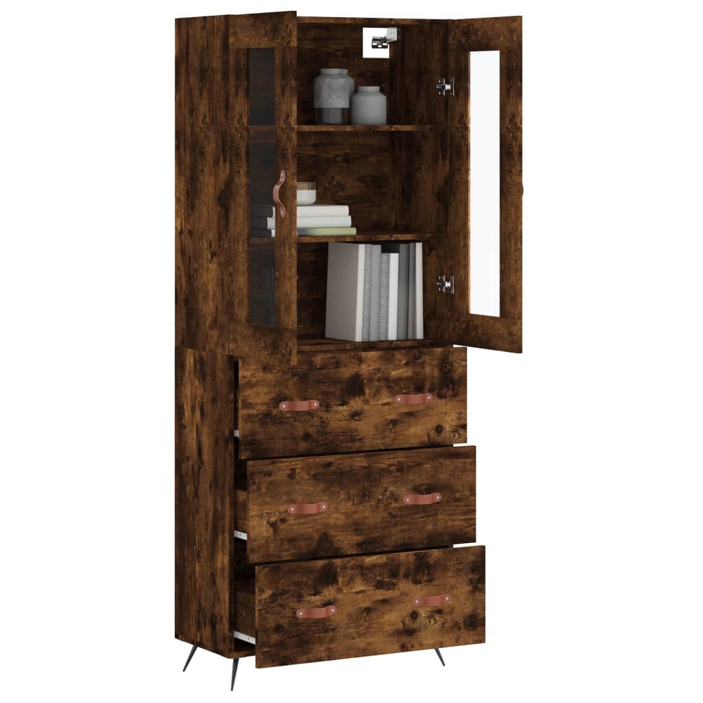 vidaXL Highboard Smoked Oak 69,5x34x180 cm Engineered Wood