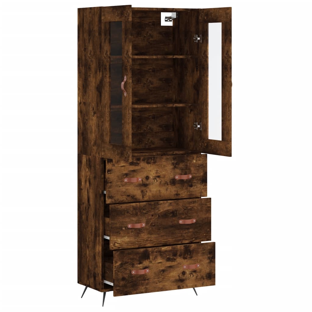 vidaXL Highboard Smoked Oak 69,5x34x180 cm Engineered Wood