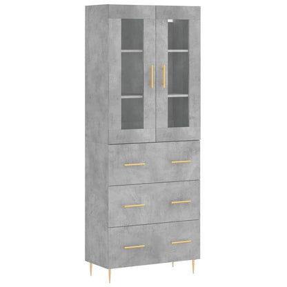 vidaXL Highboard Concrete Grey 69,5x34x180 cm Engineered Wood