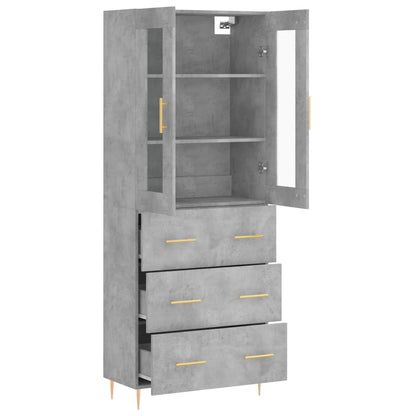 vidaXL Highboard Concrete Grey 69,5x34x180 cm Engineered Wood