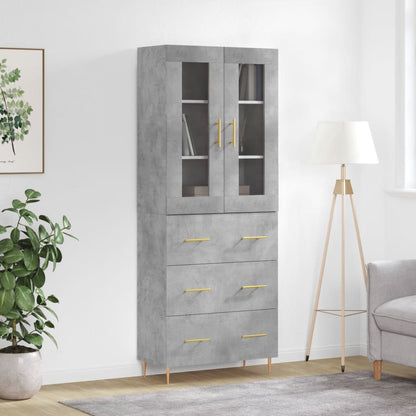 vidaXL Highboard Concrete Grey 69.5x34x180 cm Engineered Wood