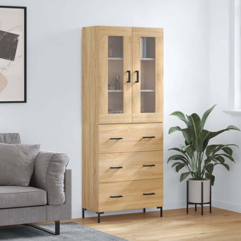 vidaXL Highboard Sonoma Oak 69.5x34x180 cm Engineered Wood