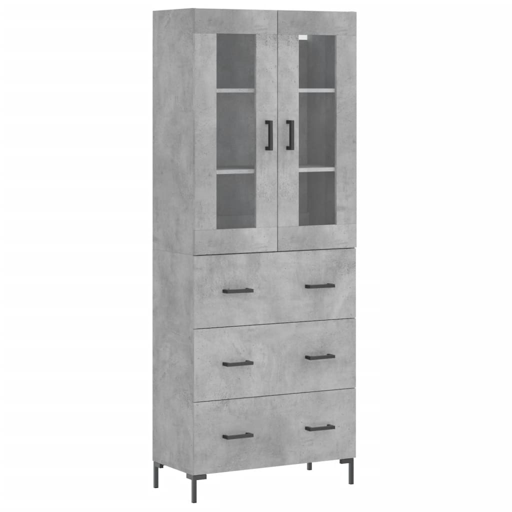 vidaXL Highboard Concrete Grey 69,5x34x180 cm Engineered Wood