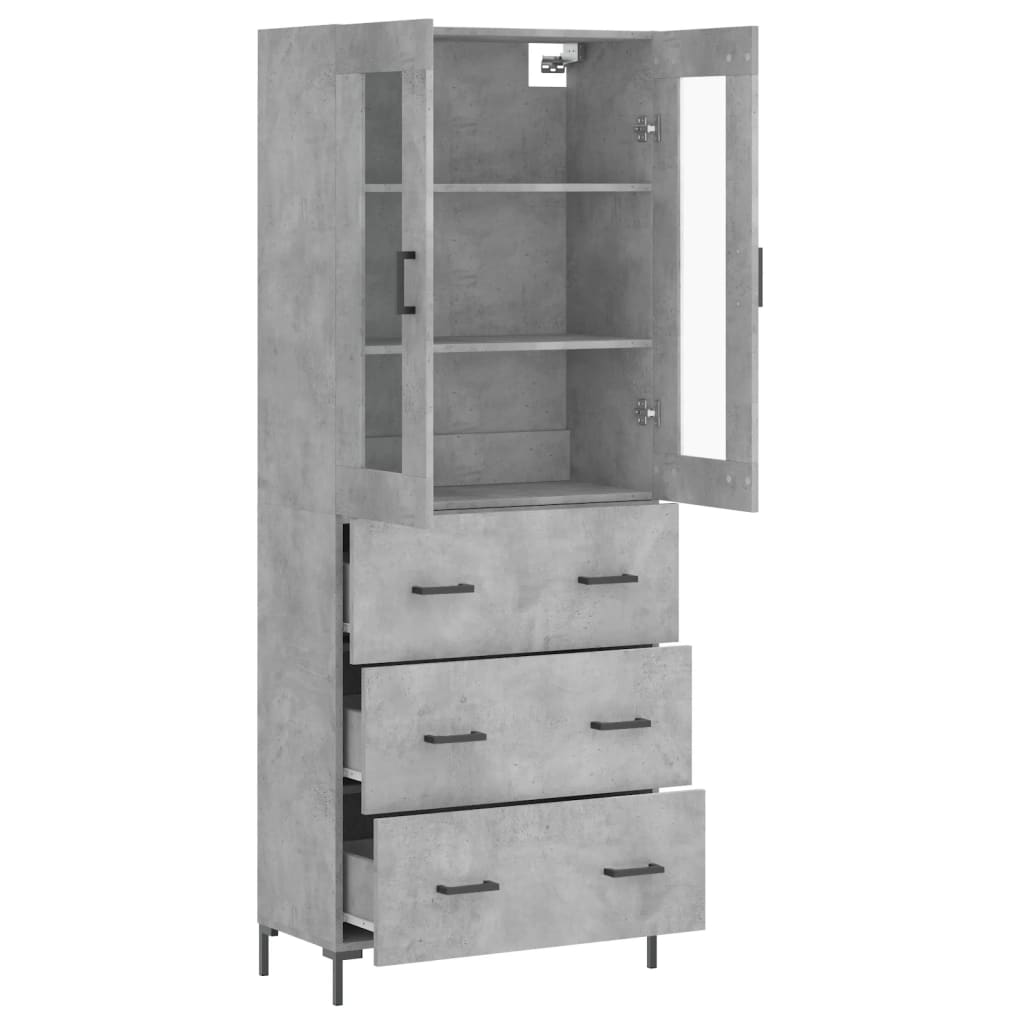 vidaXL Highboard Concrete Grey 69,5x34x180 cm Engineered Wood