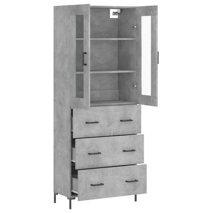 vidaXL Highboard Concrete Grey 69,5x34x180 cm Engineered Wood