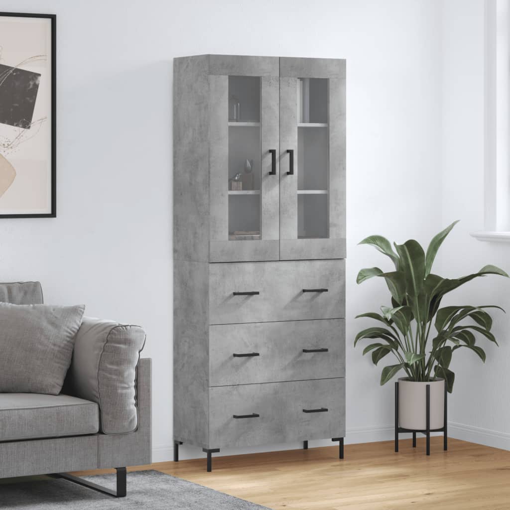 vidaXL Highboard Concrete Grey 69,5x34x180 cm Engineered Wood