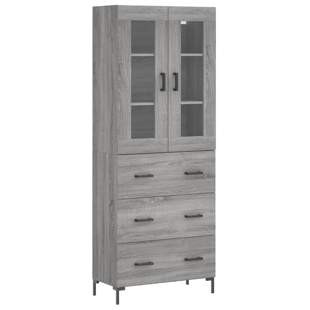 vidaXL Highboard Grey Sonoma 69,5x34x180 cm Engineered Wood