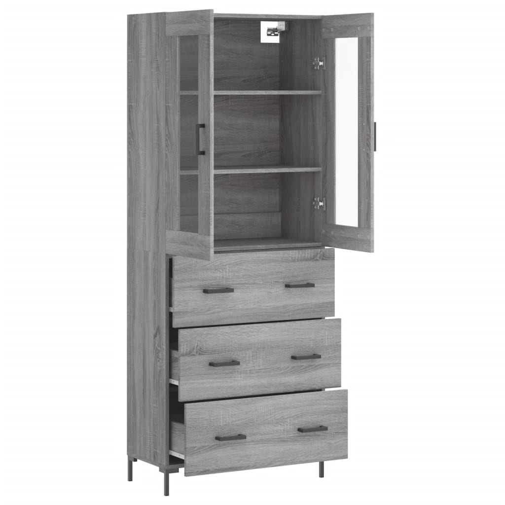 vidaXL Highboard Grey Sonoma 69,5x34x180 cm Engineered Wood