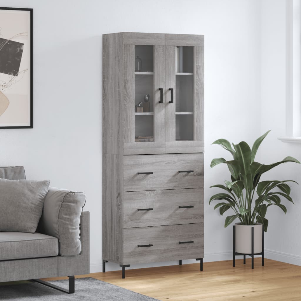 vidaXL Highboard Grey Sonoma 69,5x34x180 cm Engineered Wood