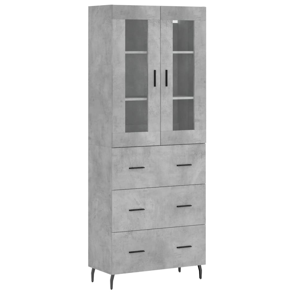 vidaXL Highboard Concrete Grey 69,5x34x180 cm Engineered Wood