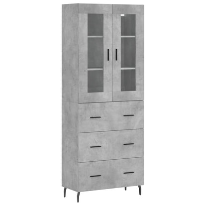 vidaXL Highboard Concrete Grey 69,5x34x180 cm Engineered Wood