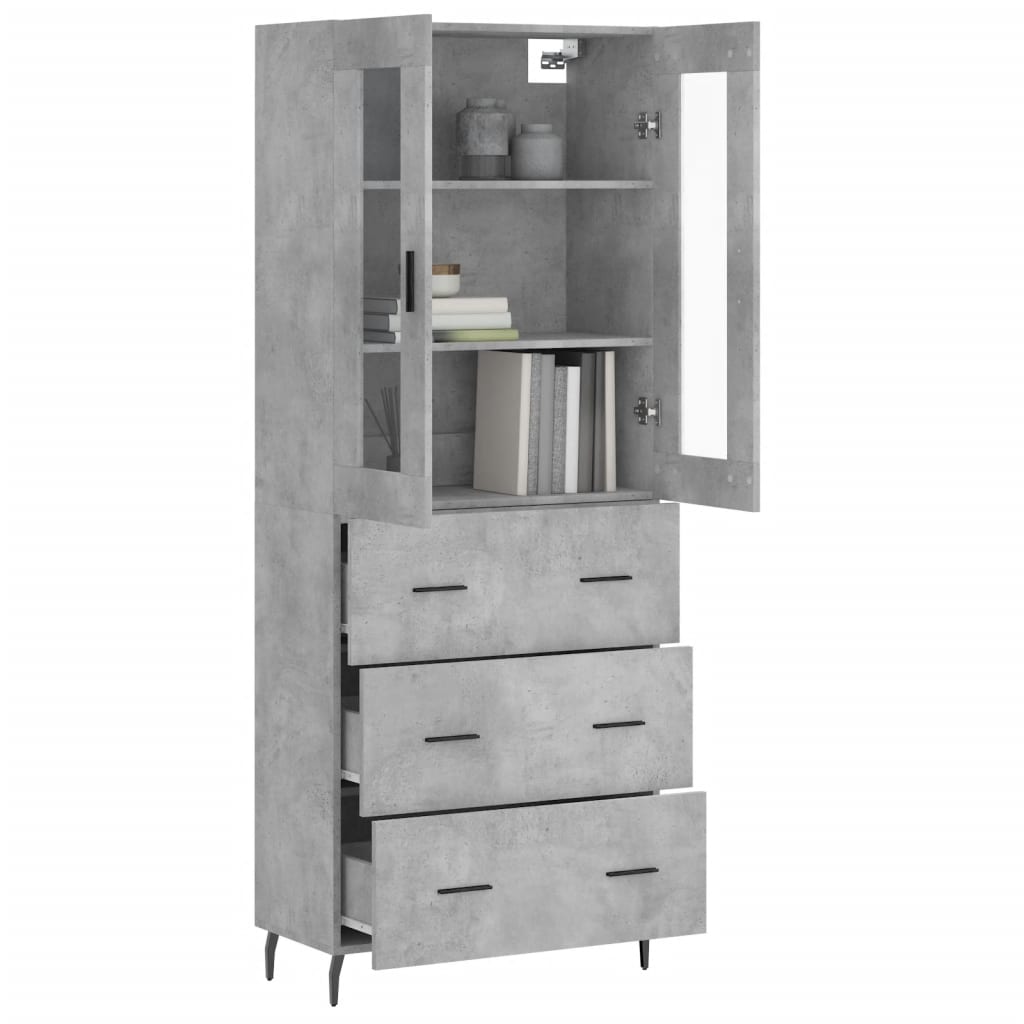 vidaXL Highboard Concrete Grey 69,5x34x180 cm Engineered Wood