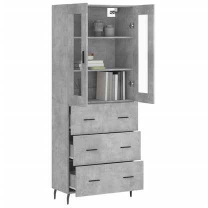 vidaXL Highboard Concrete Grey 69,5x34x180 cm Engineered Wood
