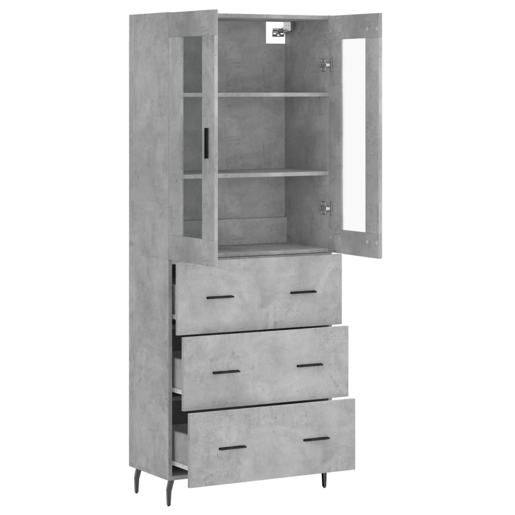 vidaXL Highboard Concrete Grey 69,5x34x180 cm Engineered Wood