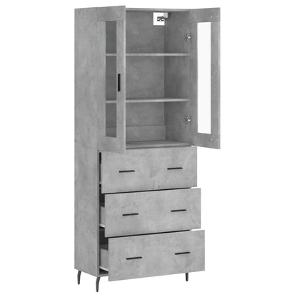 vidaXL Highboard Concrete Grey 69,5x34x180 cm Engineered Wood