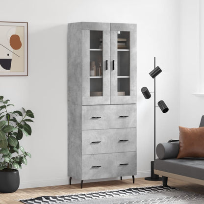 vidaXL Highboard Concrete Grey 69,5x34x180 cm Engineered Wood
