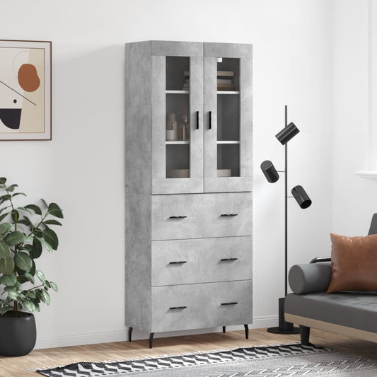 vidaXL Highboard Concrete Grey 69,5x34x180 cm Engineered Wood