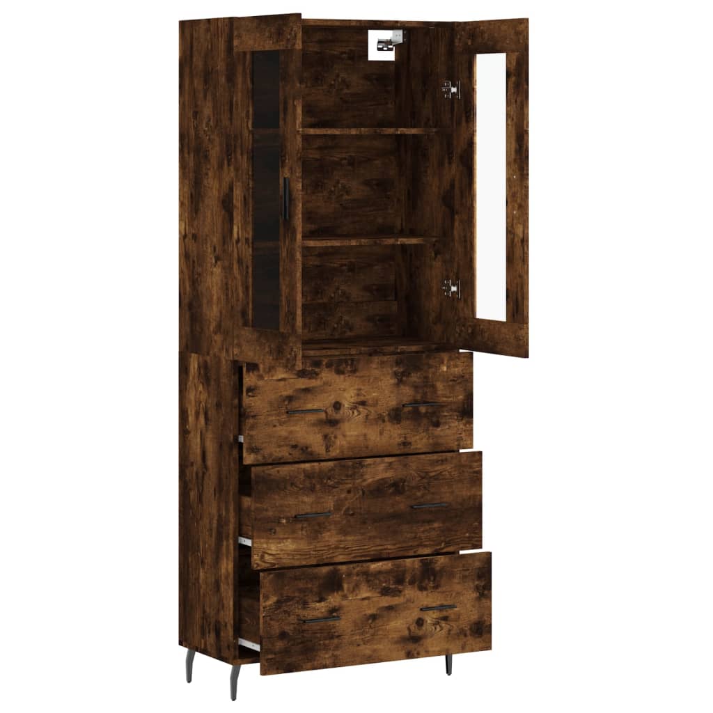 vidaXL Highboard Smoked Oak 69.5x34x180 cm Engineered Wood