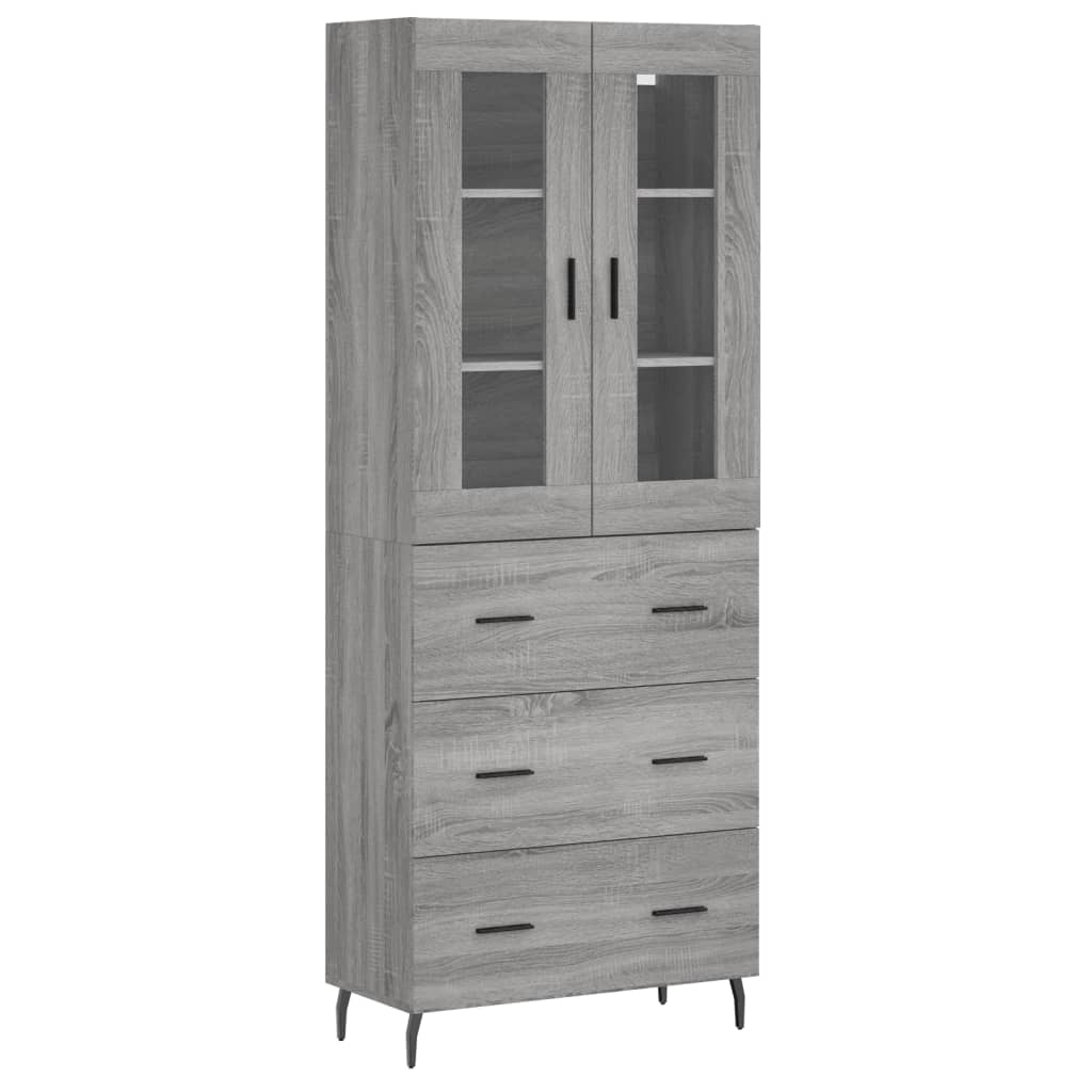 vidaXL Highboard Grey Sonoma 69,5x34x180 cm Engineered Wood