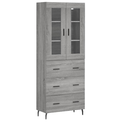 vidaXL Highboard Grey Sonoma 69,5x34x180 cm Engineered Wood