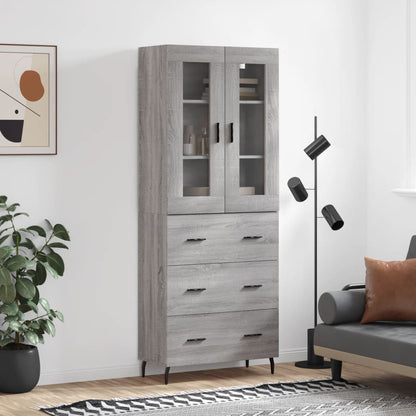 vidaXL Highboard Grey Sonoma 69,5x34x180 cm Engineered Wood