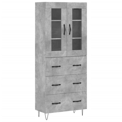 vidaXL Highboard Concrete Grey 69.5x34x180 cm Engineered Wood